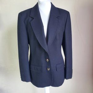 Vintage Pendleton Jacket Womens Size 8 Black 100% Virgin Wool Logo Buttons